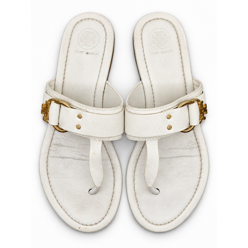 Tory Burch Marsden White Flat Thong Sandals Size 9M